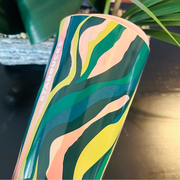 Starbucks Pink Luster Ceramic Tumbler Siren Waves Hot Reusable Travel Cup New - Picture 9 of 16